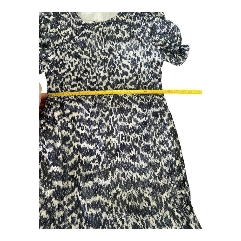 Michael Kors Dress Womens  Blue Embellished Sequin Ruched Sleeve